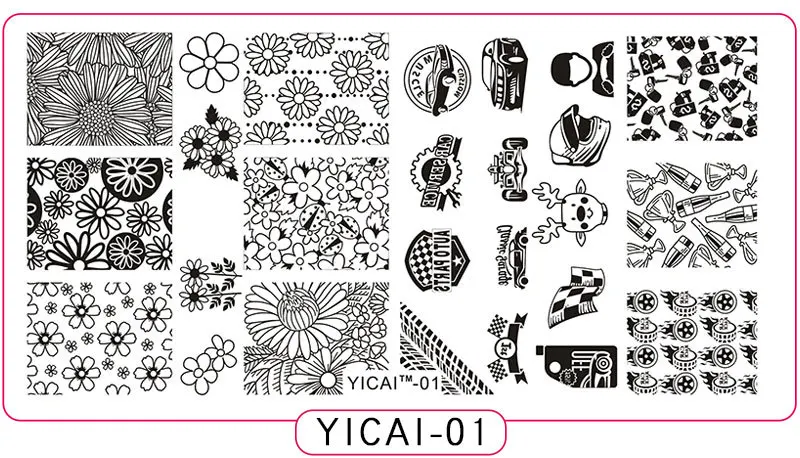 1 шт 12,5*6,5 см шаблон для дизайна ногтей с белой задней панелью изображения пластины для штамповки ногтей изображения пластины для штамповки YICAI_01