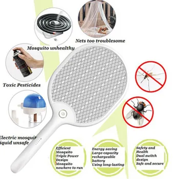 

Electric Insect Control Bug Mosquito Swatter Racket Cordless Battery Power Electric Fly Mosquito Swatter Bug Zapper Racket Insec