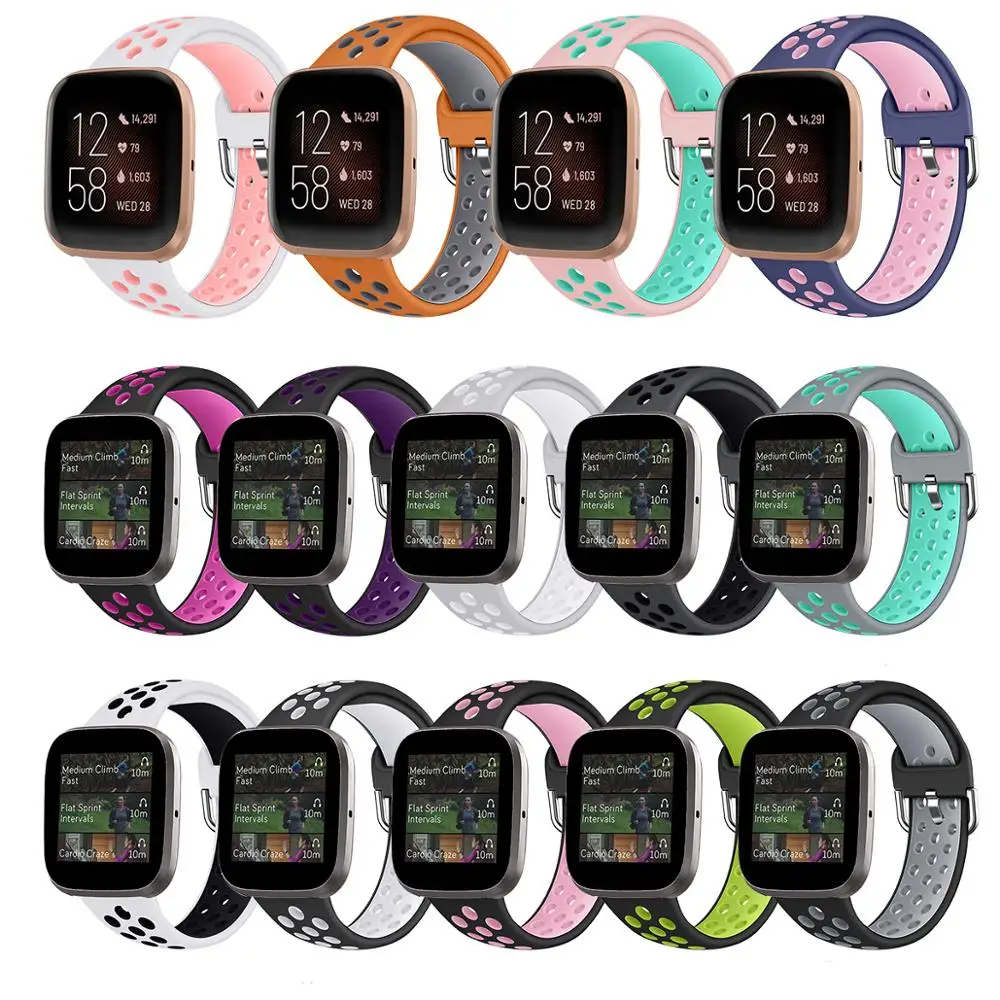 Для Fitbit Versa 2/Versa Lite двухцветный водонепроницаемый силиконовый дышащий ремешок