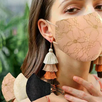

1 PCS Adult Mask Lace Decoration Mask for Face Mouth Mask Reusable Washable PM2.5 Anti-dust Mask Leopard Print Mask Fashion Type