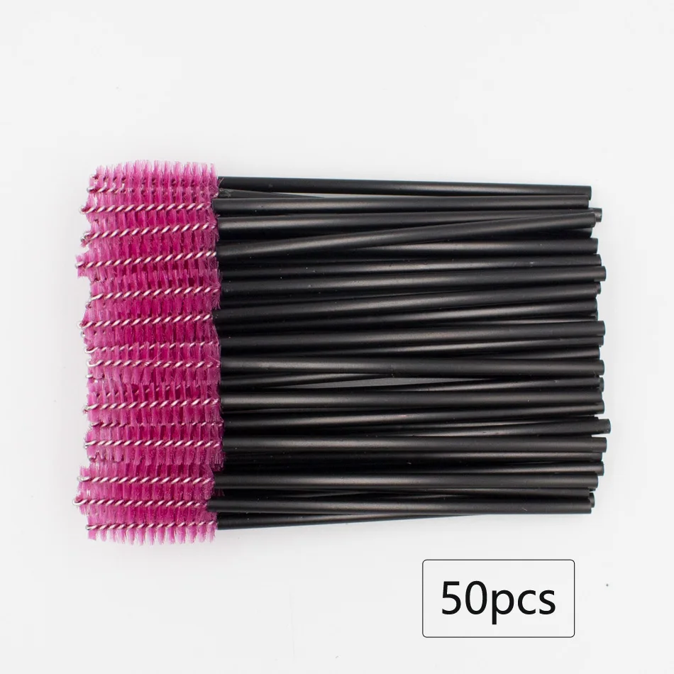 50Pcs Rose2 50/100 шт. ресницы для наращивания ресниц щеточки Одноразовые Тушь для ресниц палочки Аппликаторы мини щетка для ресниц ресницы инструмент для макияжа - Color: 50Pcs Rose2