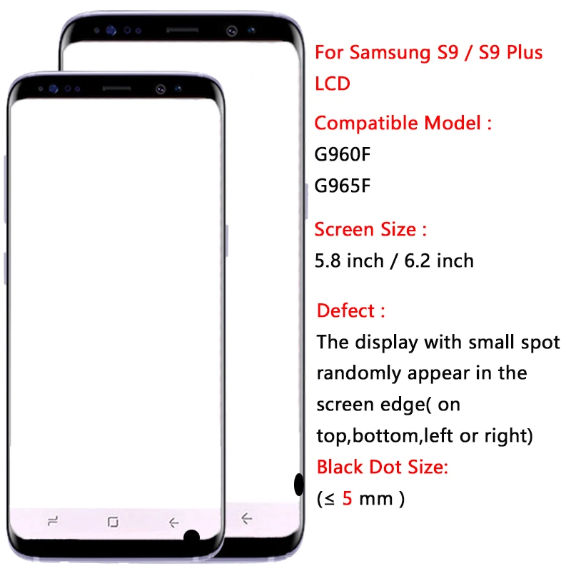 SUPER AMOLED S9 LCD For Samsung Plus Display Touch Screen With Frame Digitizer Assembly Galaxy SM-G960 SM-G965 | Мобильные телефоны