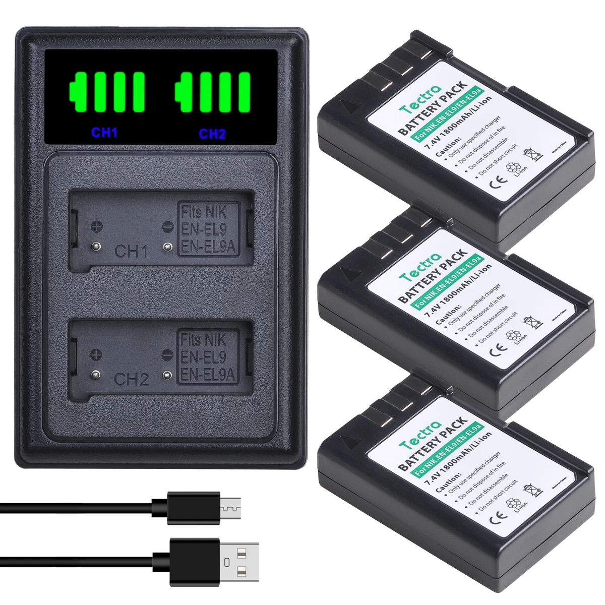 En-El9 En El9 En-El9A 2400Mah En El9A El9A Batteria Akku E Caricatore Doppio Usb Led Per Nikon En-El9A D40 D60 D40X D5000 D3000