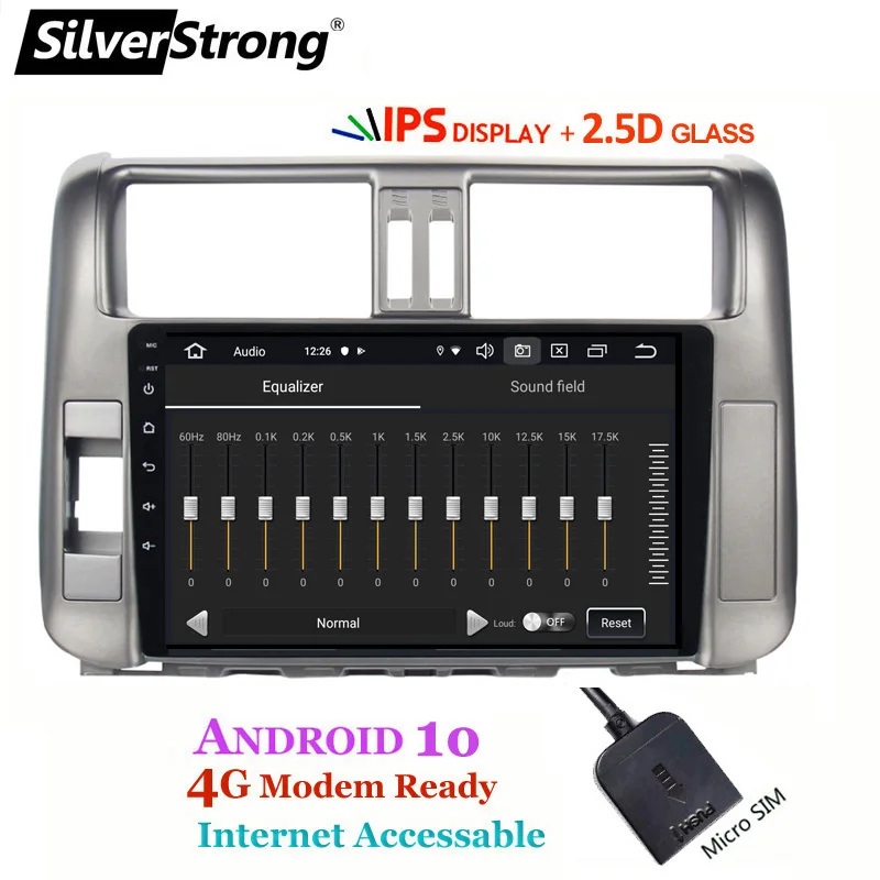 SilverStrong IPS 9 дюймов Android10.0 4G модем автомобильный DVD для Toyota Land cruiser Prado 150 LC150 GPS 2010 2011