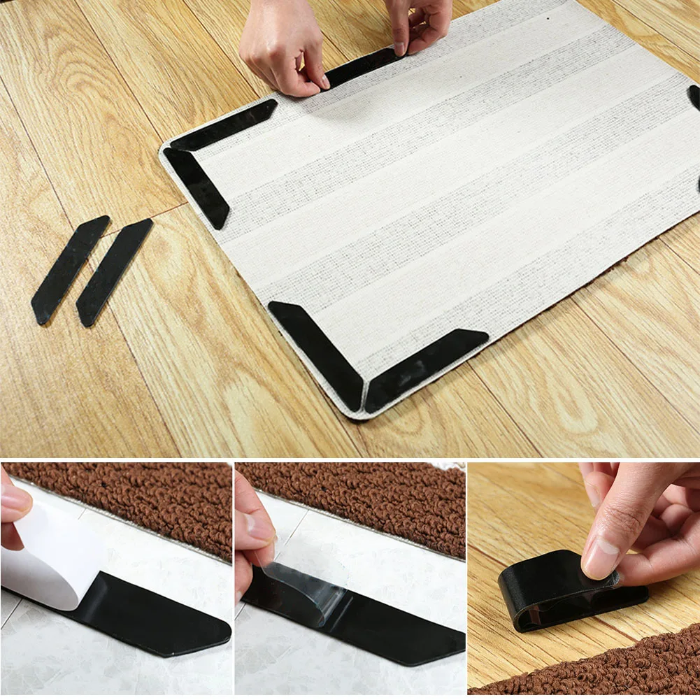 Bathroom Sticker PU Rug Grippers Pad Home Anti Curling Reusable Non Slip Self-adhesive Double-sided Carpet Floor Mat Washable