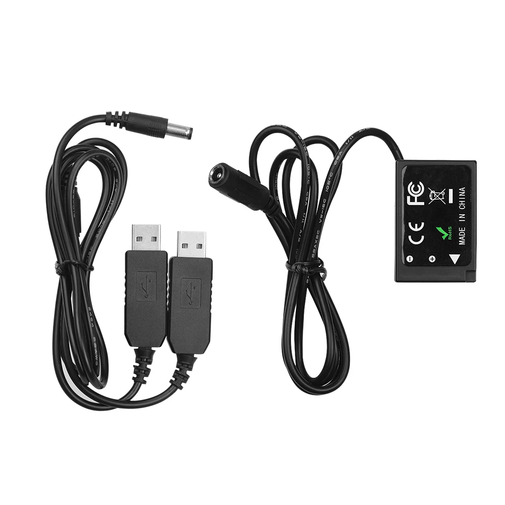 Andoer Dual USB Power Adapter DC Coupler Replacement DR-E17 Dummy Battery Pack for Canon 77D 200D 750D 760D 800D Cameras
