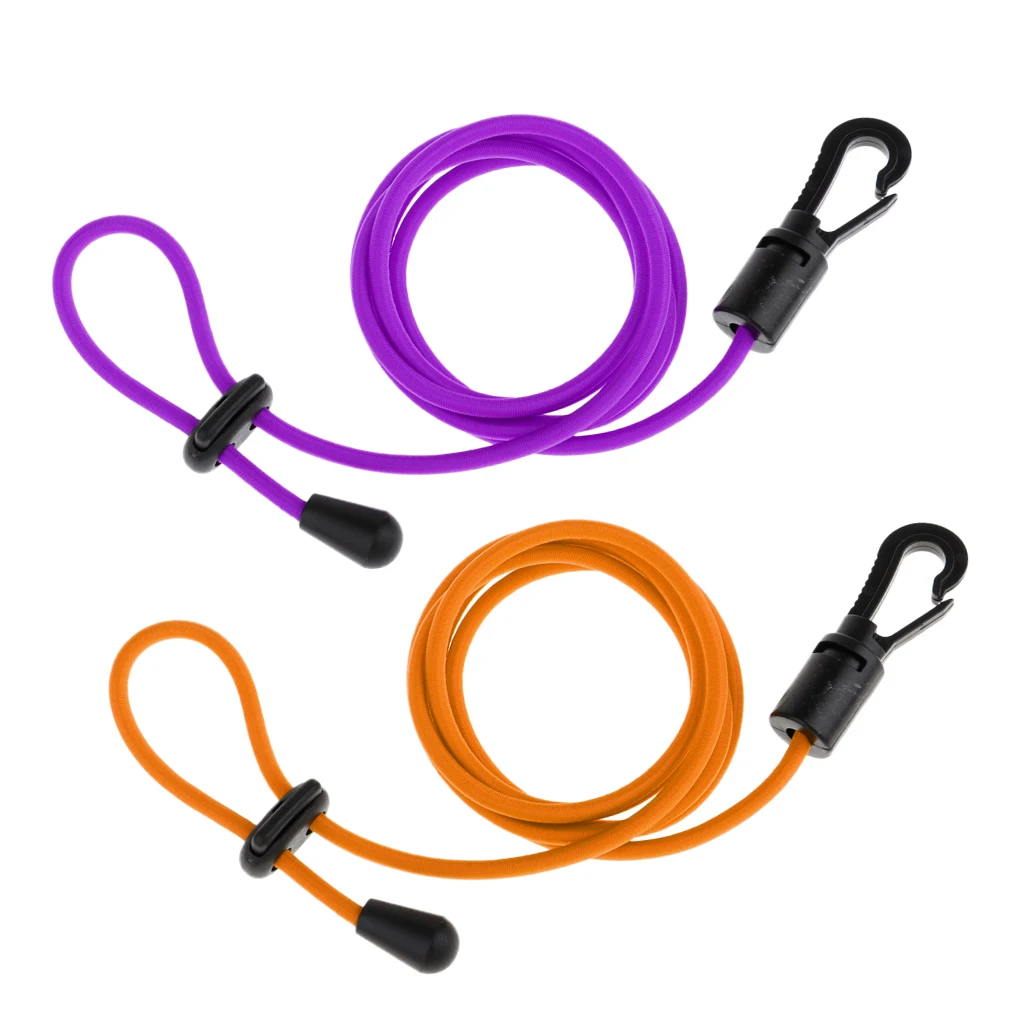 Pack of 2) 4mm 113cm Adjustable Elastic Safety Kayak Paddle / Fishing Rod Leash Clip Tie Tether Lanyard Accessories