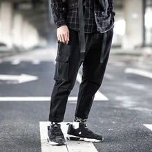 DUYOU, повседневные мужские брюки карго, брендовая одежда, спортивные штаны, мужские Стрейчевые штаны с карманами, хип-хоп, черные, до щиколотки, для бега