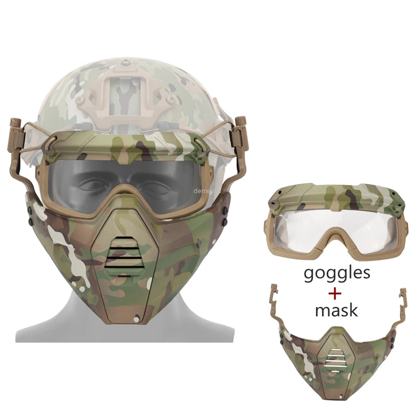 Мужская армейская тактическая маска очки стрельба Охота Защитная маска с очками Военная страйкбол Пейнтбол спортивные маски и очки