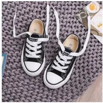 

Summer Spring Canvas Children's Shoes Star Fashion Sneakers Kids Lace-up Casual Shoes For Girls Boys Black Withe Red