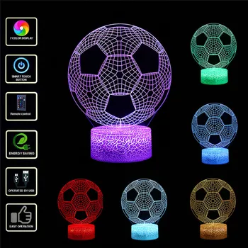 

3D Football Children Night Lamp 7 LED Colors Changing Table Desk Decoration table lamp decorations for home #3D17