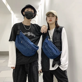 

Denim Fanny Pack Large Capacity Waist Belt Bag Unisex Phone Crossbody Bum Packs Female Male Classic Bag Festival Gifts