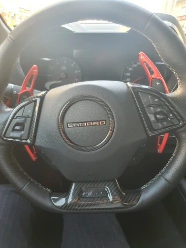 Для Chevrolet Camaro Stick on style Gloss Black углеродное волокно накладка на руль с отверстием-1 шт