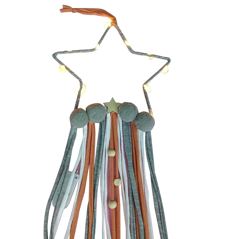 Decoration 5 Star Shape Beads Pendant Ornament Wall Hanging Dream Catcher Nordic DIY Home Props with LED Lamp Tassels