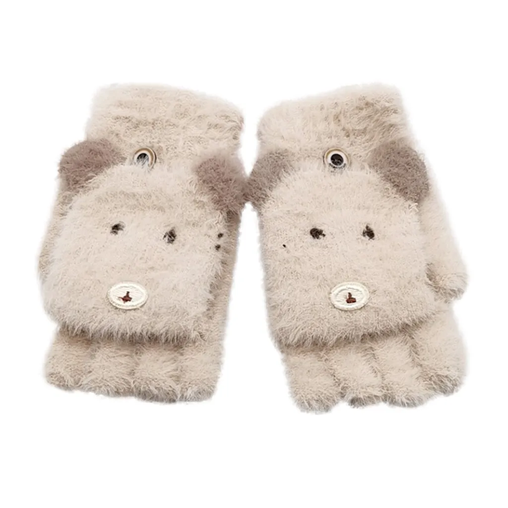 Christmas Kids Warm Gloves Children Kids Winter Warm Gloves Knitted Convertible Flip Top Fingerless Mittens перчатки детские#15
