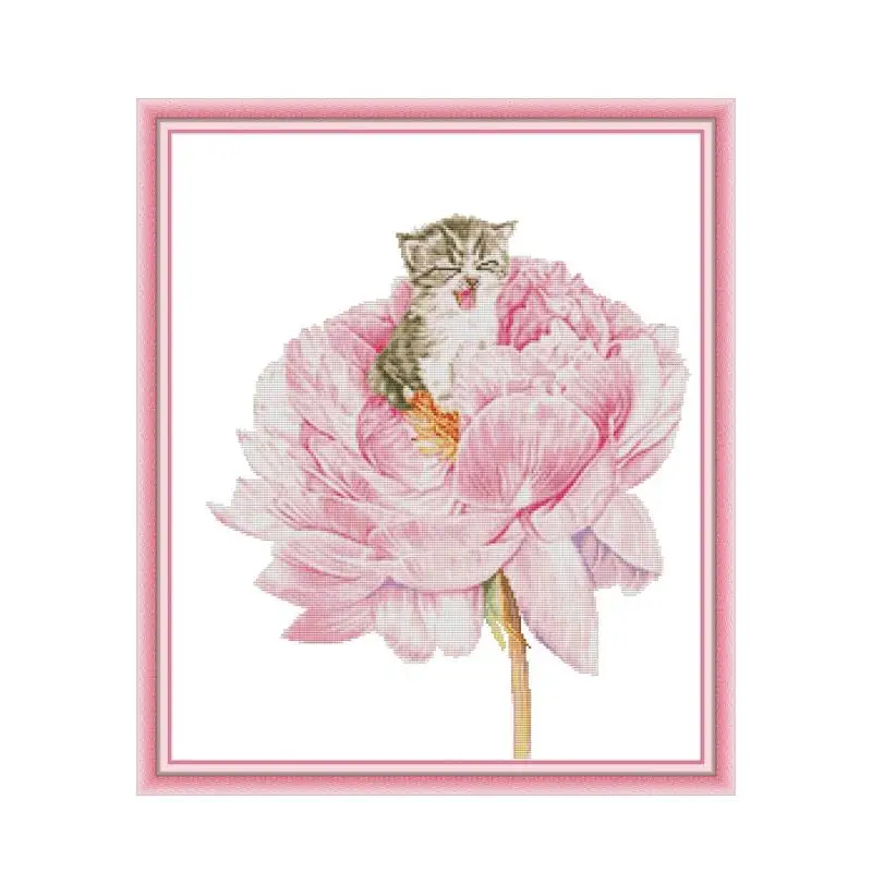 Набор для вышивки крестиком кошка в цвете 2 aida 14ct 11ct печать на холсте рукоделие