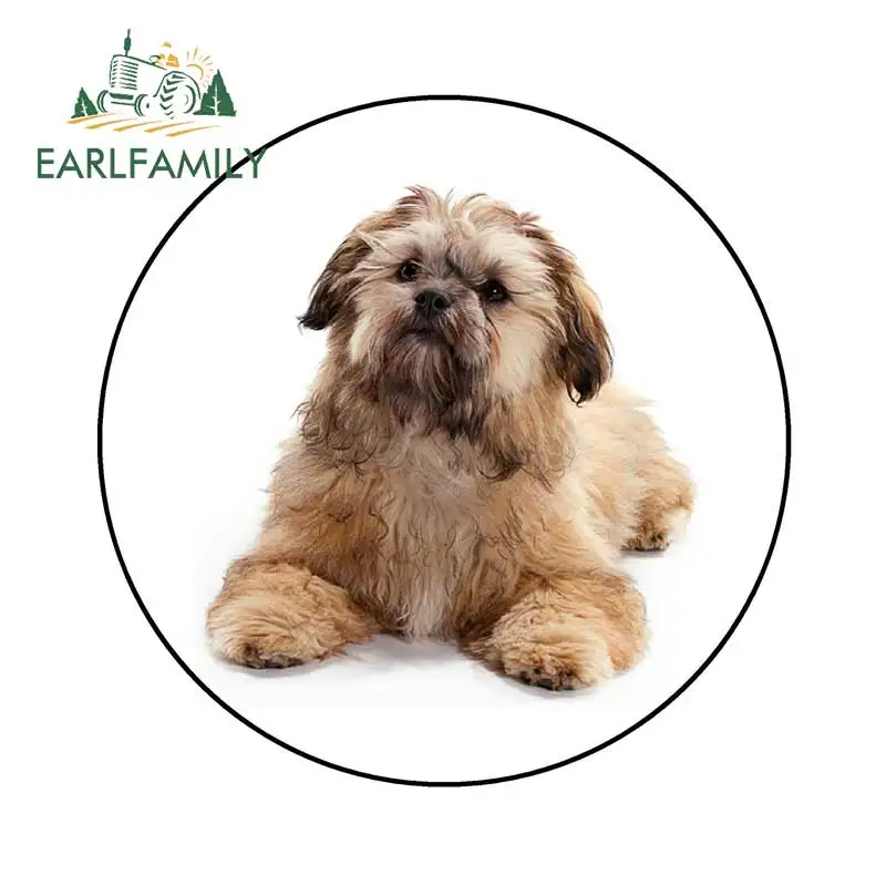 EARLFAMILY 13 см x Shitzu Poodle наклейка сувенир Новинка Круглый стикер Авто Автомобиль