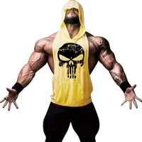 Hommes musculation coton crânes débardeur gymnases Fitness gilet à capuche chemise sans manches été décontracté mode entraînement marque vêtements 2