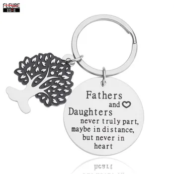 

Father Day Gifts Keychain From Daughter for Daddy Papa Thank You Gifts Fathers and Daughters Never Truly Part Key Ring Pendant