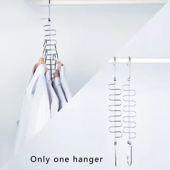 

Durable Home Multi Holes Clothes Hanger Rotatable Hook Iron Closet Space Save Laundry S Shape Practical Storage Rack Organizer