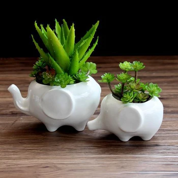 

Elephant Ceramic Flower Pot Succulent Plant Container Decoration for Home Office Garden H99F