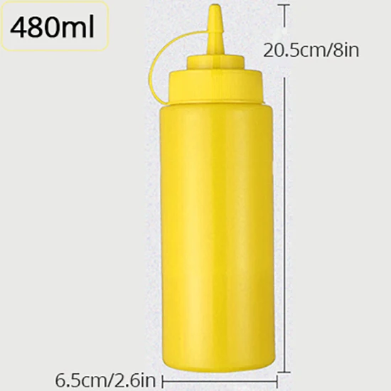 yellow-480ml Кухня пластиковая бутылка для суши инструмент для приправ горчица диспенсер соус масло с уксусом кетчуп соусник Кухонные гаджеты - Цвет: yellow-480ml