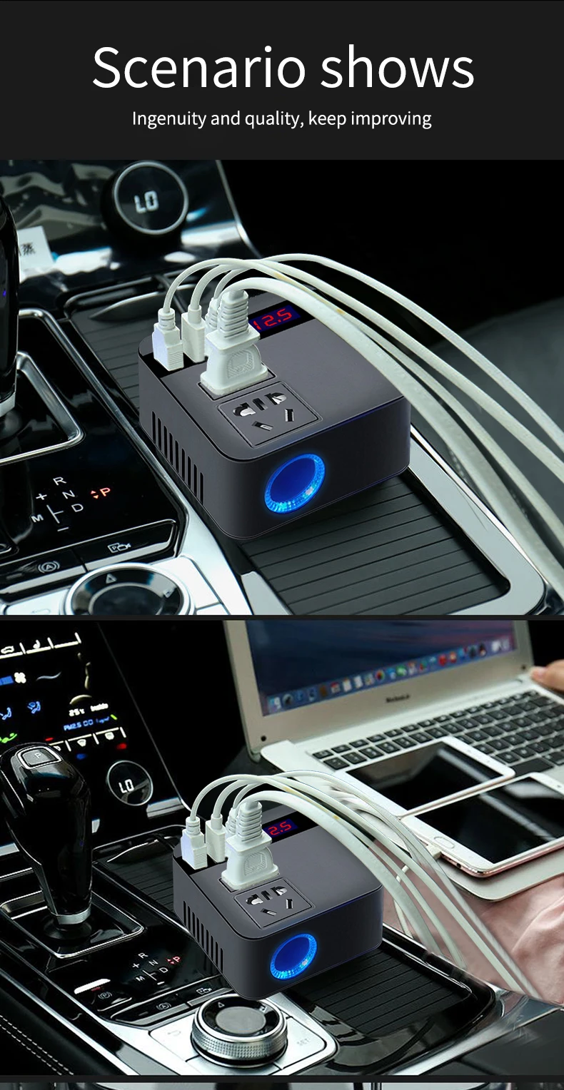 Inversor de potência automotivo 150w, transformador de