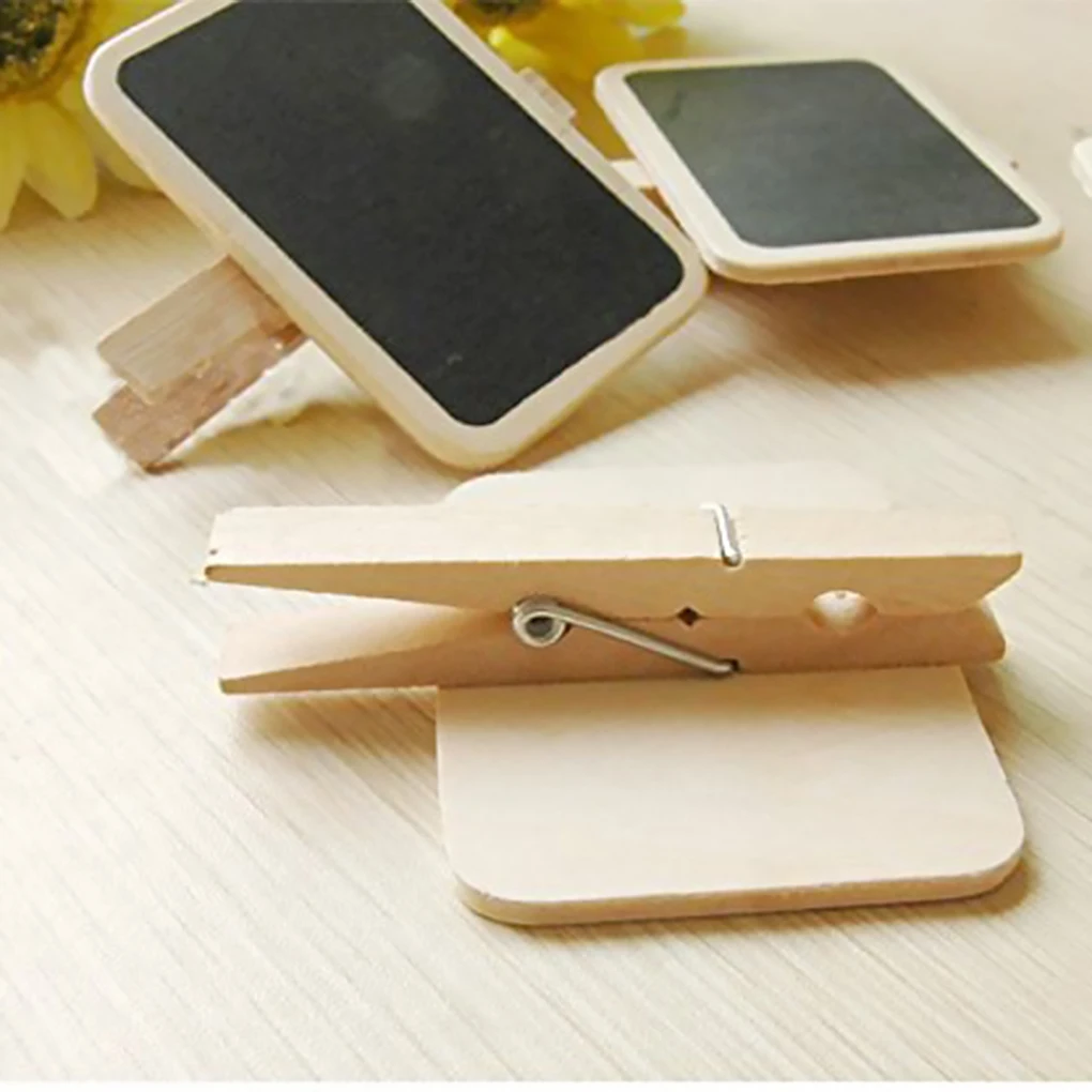 Mini Wooden Blackboard Clamps Note Retangle Chalkboard Clip Tag Message Board for Wedding Party Paper Photo DIY 10pcs wooden blackboard wooden chalkboard
