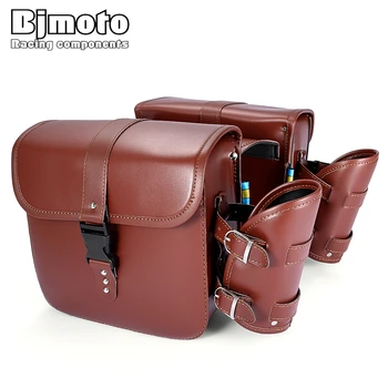 

BJMOTO Universal PU Leather Motorcycle Saddlebag for Harley Sportster for Honda Suzuki Kawasaki Yamaha Side Tool Bags