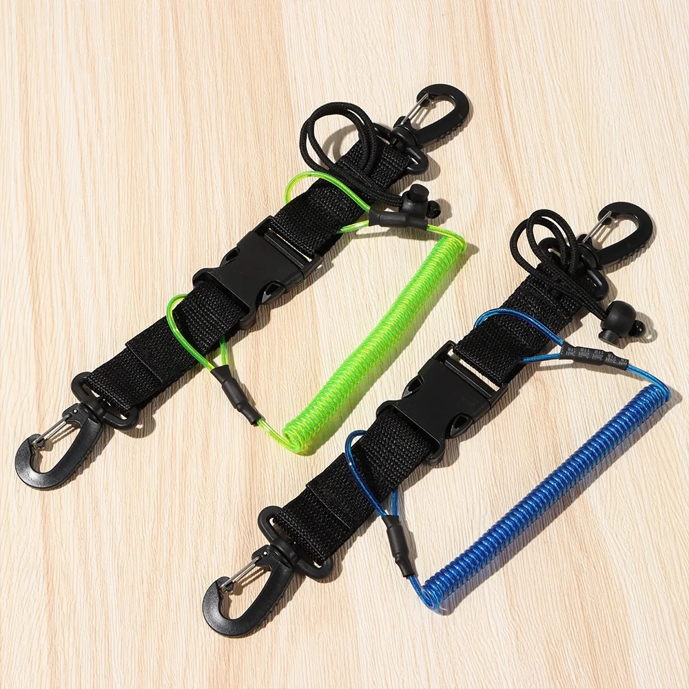 Underwater Diving Scuba Snappy Coil Lanyard Camera Torch Lanyard Spiral Strap 