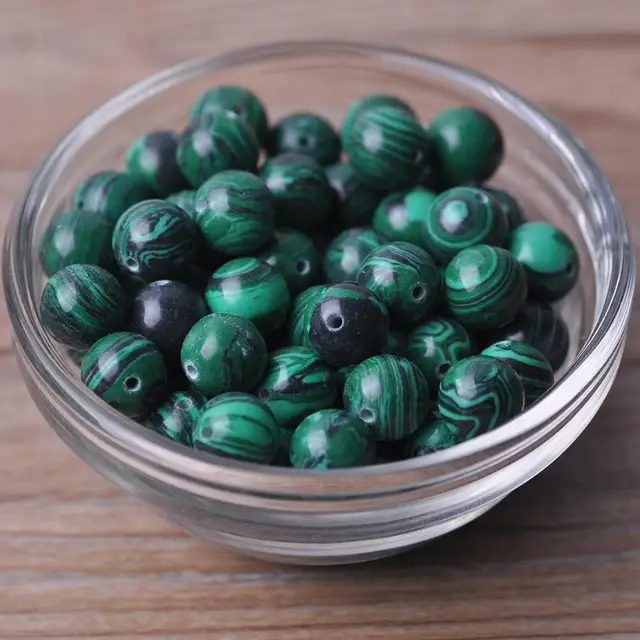 Round 4mm 6mm 8mm 10mm 12mm Natural Stone Rock Loose Spacer Beads lot for Bracelet Jewelry Making Findings DIY Crafts Green Malachite