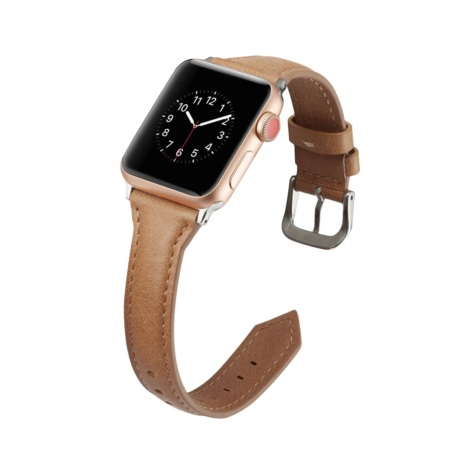 Кожаный ремешок для Apple watch 44 мм 40 мм iwatch Series 5 4 42 мм 38 мм 3 2 1 мягкий подлинный Браслет ремень для Apple watch 4 5 - Цвет ремешка: Light Brown
