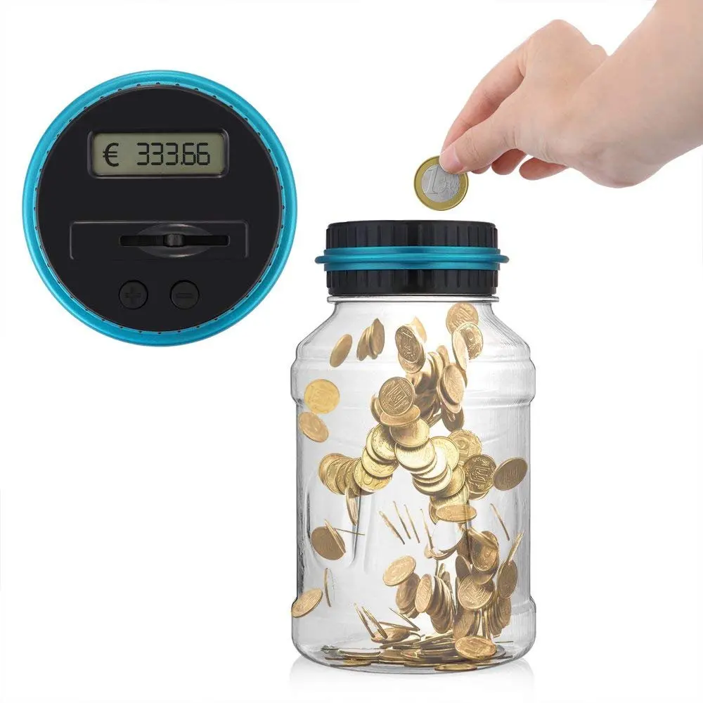 Creative Piggy Bank Counter Coin Electronic Digital LCD Counting Coin Money Saving Box Jar Coins Storage Box For USD EURO Money