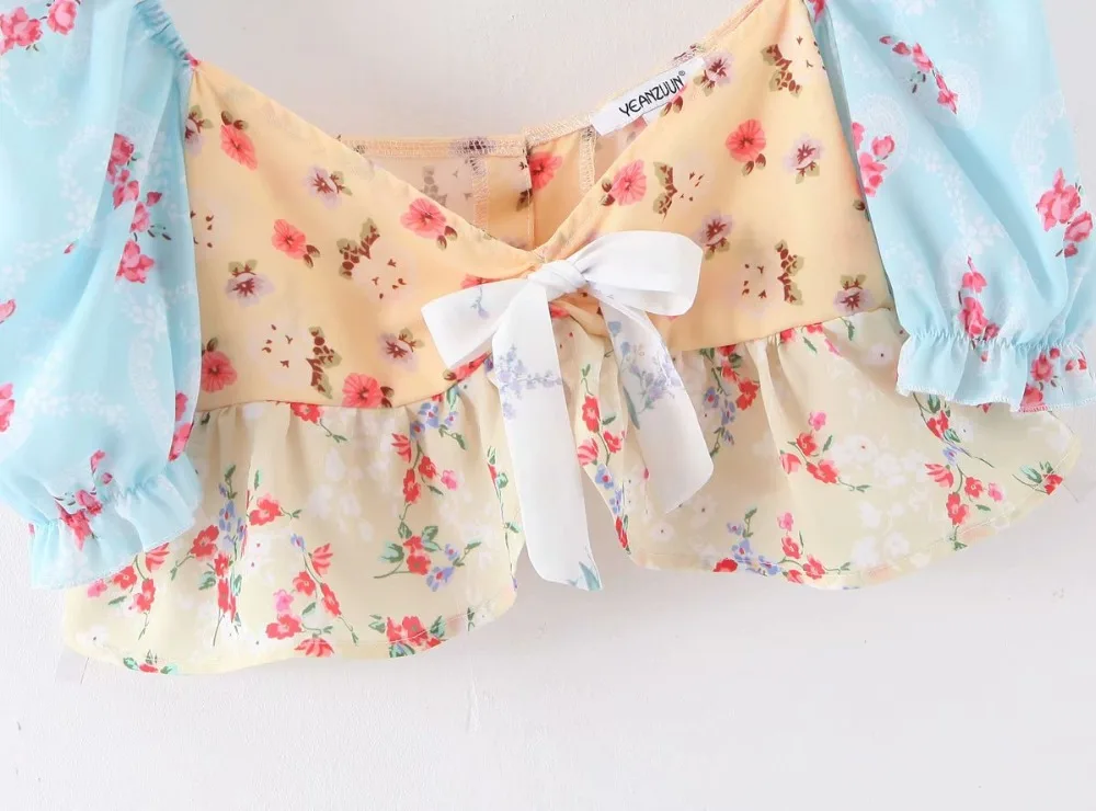 Linjiashop/комплект из двух предметов, укороченный топ Soleil, комбинированный цветочный принт, юбка Weber, фиксированный плоский пояс, заниженная талия, костюм, комплект