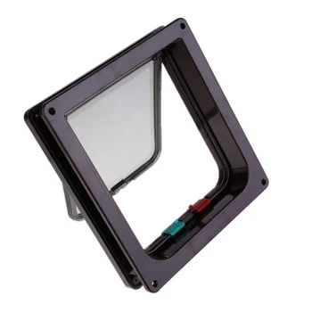 

4 Way Lockable Dog Cat Door Kitten Security Flap Door Animal Small Puppy Pet Dog Cat Plastic Gate Door Pet Supplies