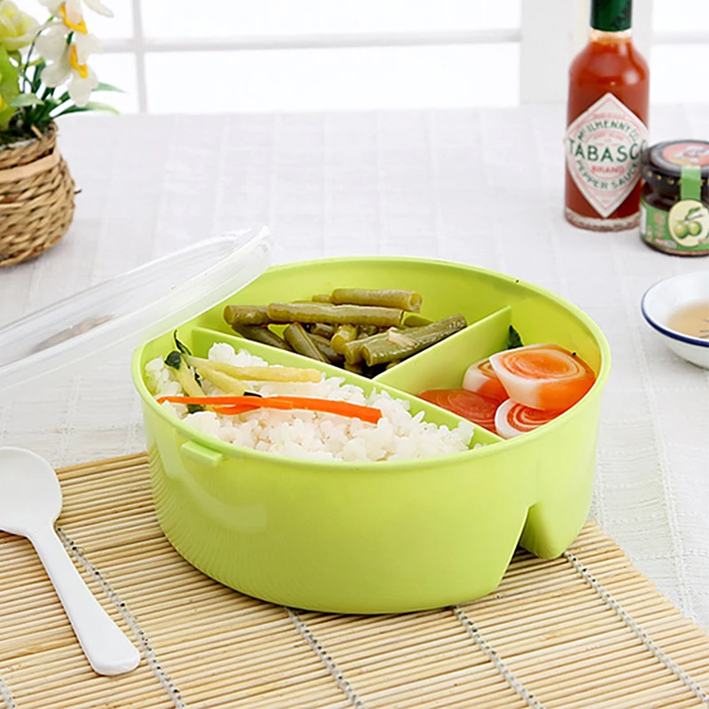 Портативный Bento Box Microwavable Ланч-бокс для детей с 3 отсеками контейнер для еды хранения с ложкой