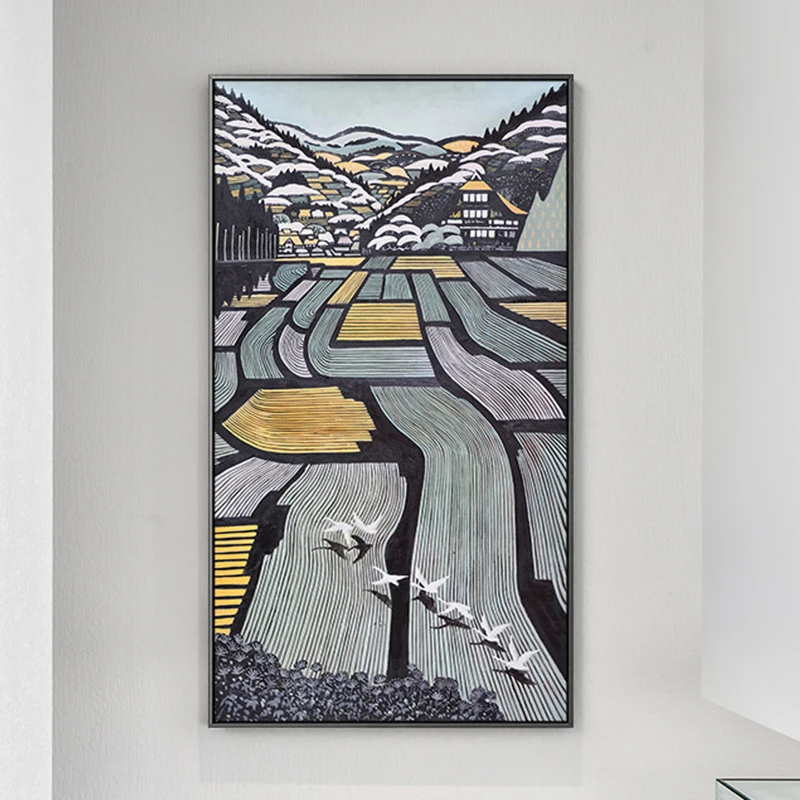 

KOWELL 100% Handpainted Modern Abstract Field Oil Painting On Canvas Art Gift Home Decor Living Room Wall Art Frameless Picture