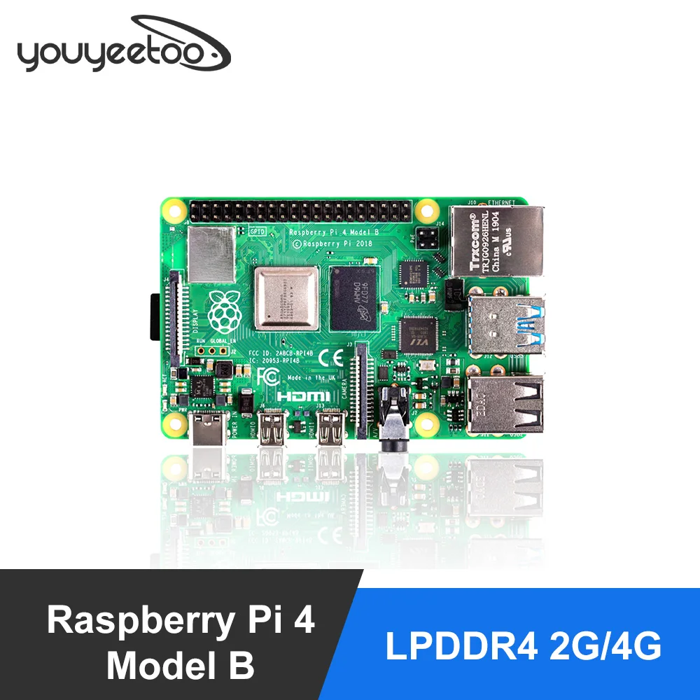 Último Raspberry Pi Modelo B LPDDR4 2G/Cortex-A72 Quad-core 4G (brazo v8) 64-bit 1,5 Ghz Dual HDMI 4K potencia de salida que 3B +
