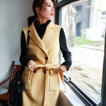 

2019 AW Collection new arrival long double faced wool vest women