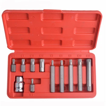 

11Pcs 12 Point Spline Bit Set Screwdriver Bit Sets Including 10Pc Spline Bits and 1Pc 1/2 Inch Drive Socket Adaptor