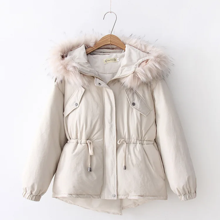 

2018 New Style Korean-style Versatile Large Fur Collar Cotton Coat Women's Winter Thick Student Waist Hugging Short Cotton-padde