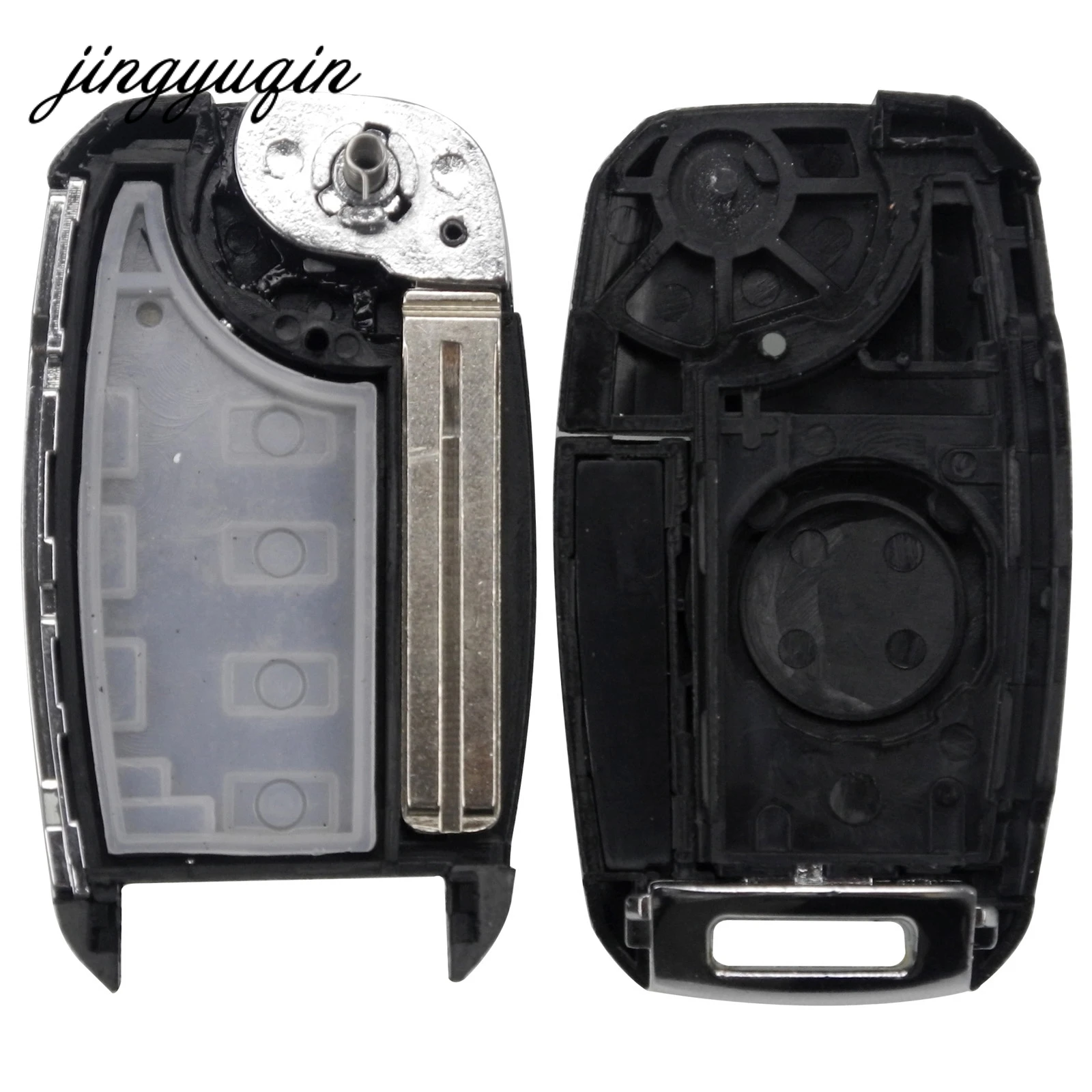 jingyuqin 20pcs/lot Key Fob Cover Smart Car Remote Holder for KIA Sorento Carens Forte Soul Optima Flip Remote Key 4 Buttons