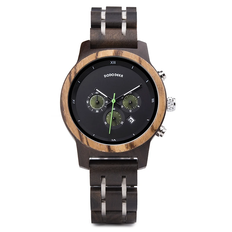 B16-1 DODO DEER Women Wood Luxury Stylish Watches Timepieces Chronograph Military Quartz Fashion Women's Watch relogio masculino B16 - Цвет: B16-1
