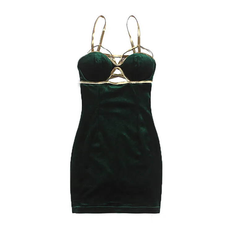30-винтажное 50s сексуальное бархатное платье-бюстье зеленого цвета с золотой деталью элегантные женские вечерние платья на бретельках