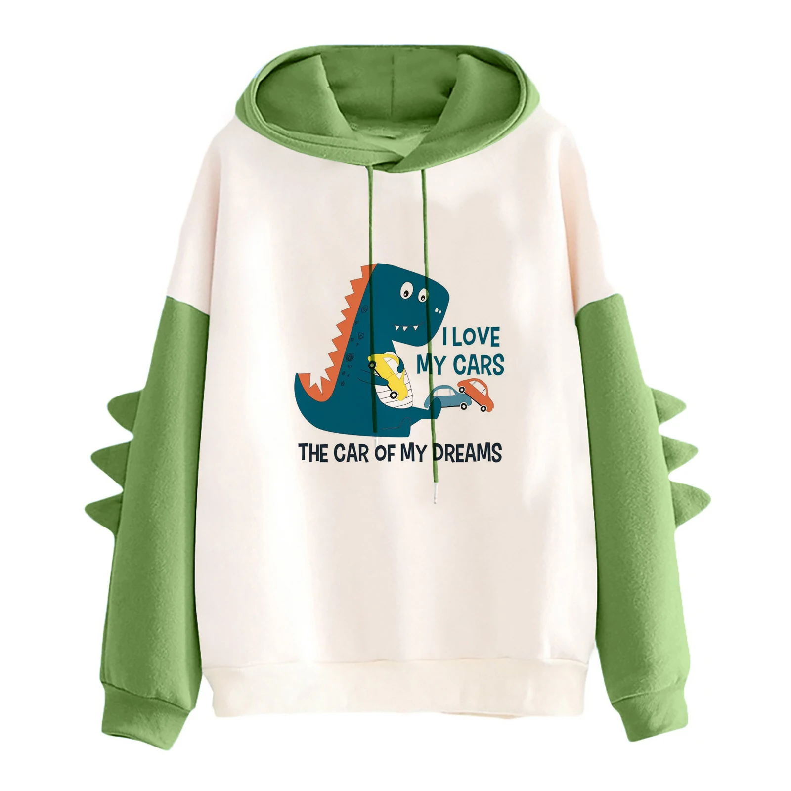 Volwassen Baby Dino Hoodie Casual Losse Kleur Blok Lange Mouw Trui Tops Hooded Sweatshirt Abdl