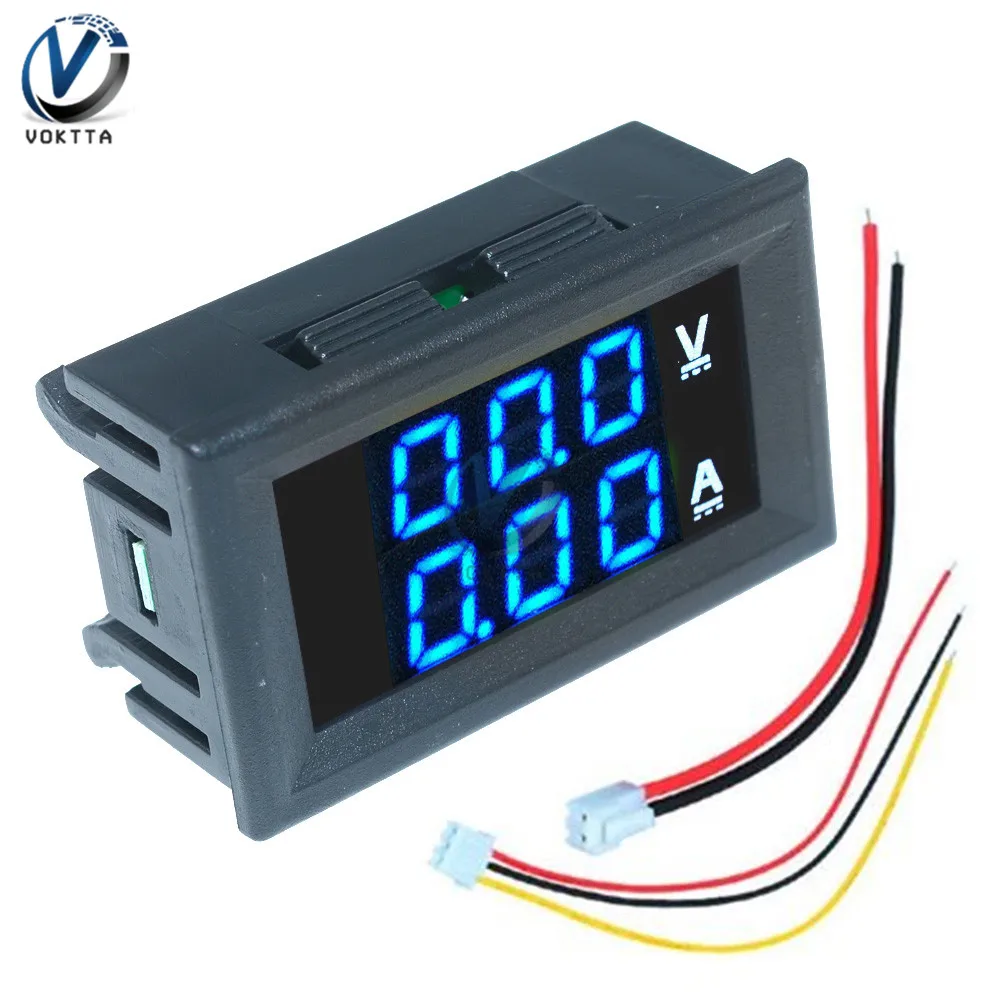 Blue Blue Display 3-18 В постоянного тока 0,56 дюйма светодиодный трехпроводный цифровой дисплей с двумя проводами IPX6 Водонепроницаемый Вольтметр постоянного тока 100 в 10 А двойной светодиодный Вольтметр Амперметр - Цвет: Blue Blue Display
