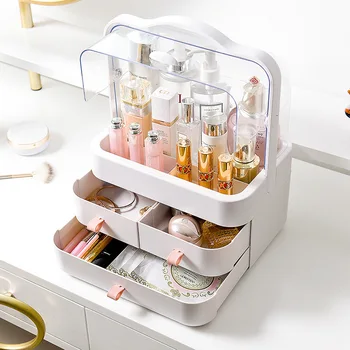 

Desktop Makeup Cosmetic Box Large Transparent Hand Skincare Organizing Cosmetic Case Dustproof Organizer Storage Box Jewelry box