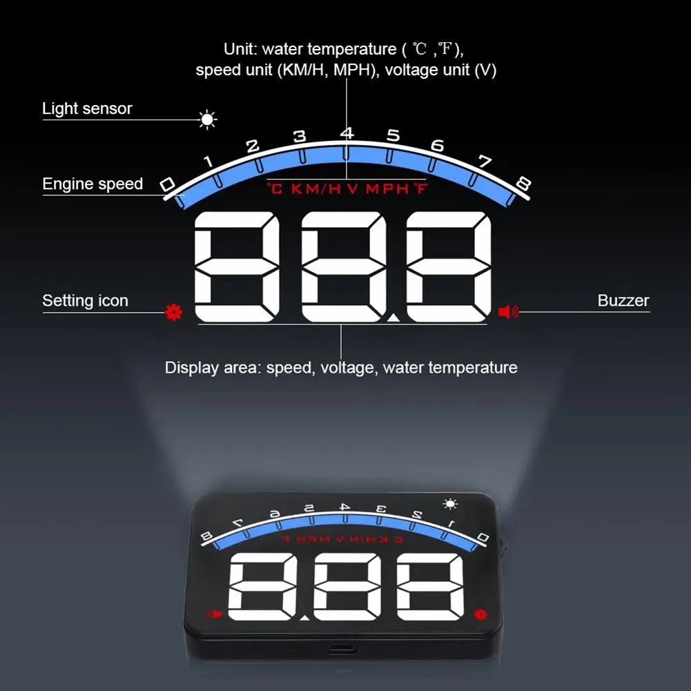 

Yfashion Universal M6 HUD Head Up Display Car-styling Hud Display Overspeed Warning Windshield Projector Alarm System