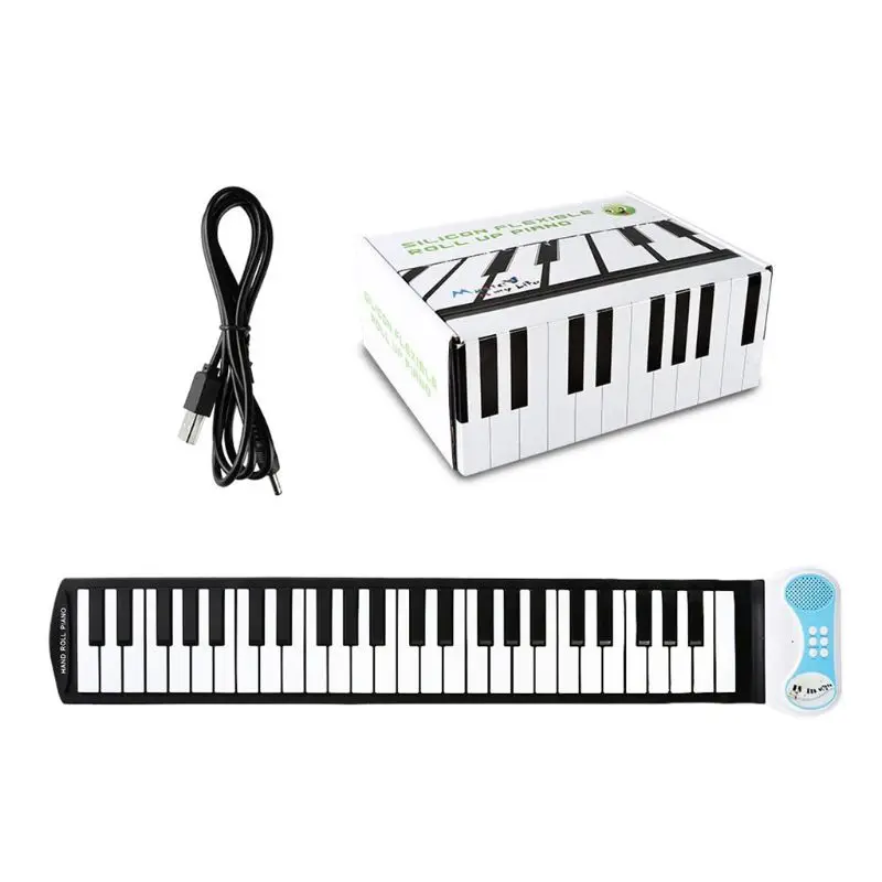 37 Keys Roll Up Portable Electronic Keyboard Piano Flexible Kids Piano Keyboard with Speaker for Beginners Boys Girls Blue