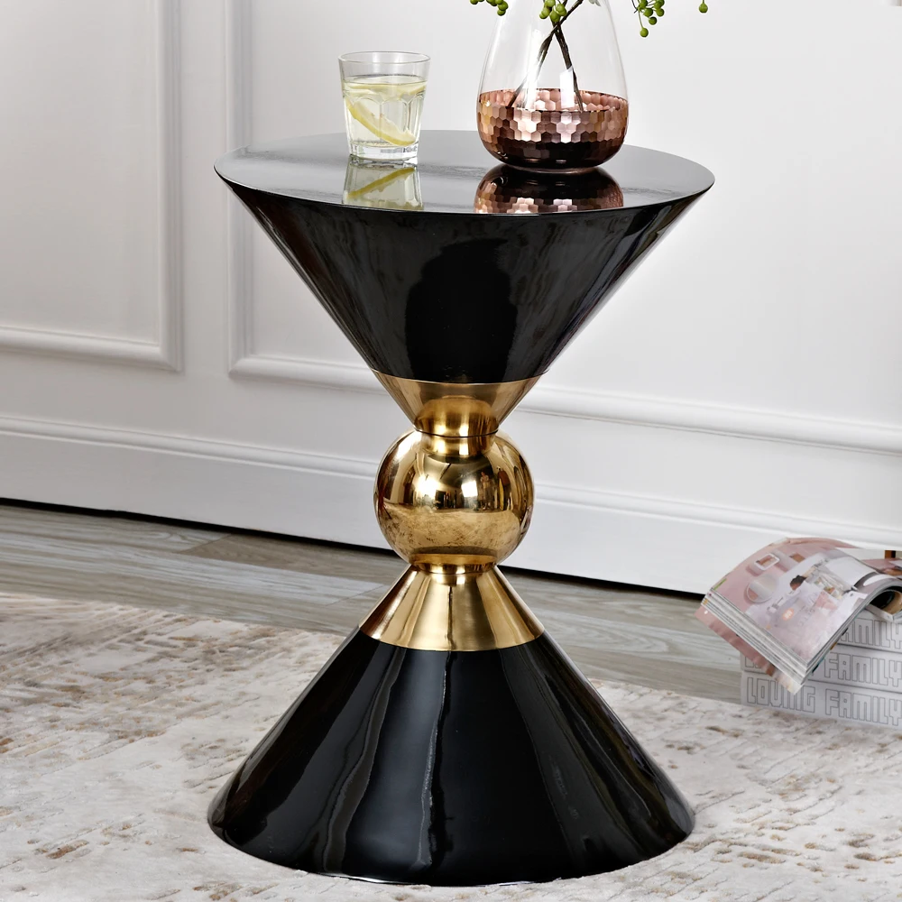Big Size Black Роскошный стиль гостиной Золотой чайный столик диван торцевой столик белый и черный журнальный столик - Цвет: Big Size Black